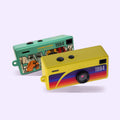 Snapcharm Duo Pack – two Keychain Digicams, shown in yellow and teal (colourways vary by batch)